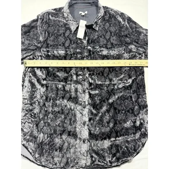 Pilcro Anthropologie Snakeskin Print Button Down Shirt NWT Sz L Oversized - Picture 7 of 7